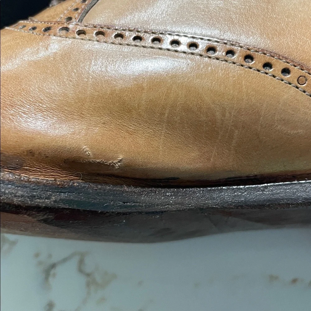 Bally Men's Winston Brogue Captoe Tan Leather Lace-Up Oxford Shoes | 10 - Picture 9 of 9